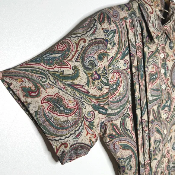 J.G. Hook Vintage Paisley Print Midi Dress Short Sleeve Button Front Sz 14 - Picture 6 of 13